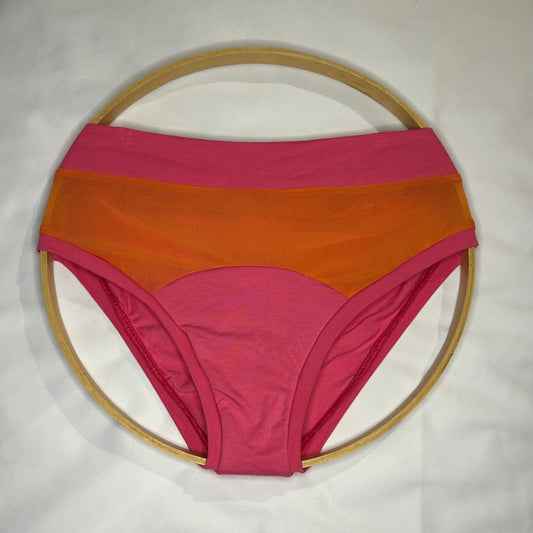 Orange Mesh| Hot Pink: Bikini Mid Rise Bamboo Undies