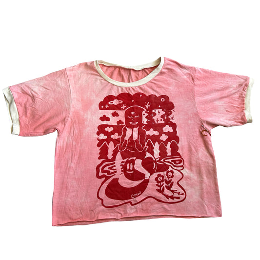 Bamboo Boxy Crop: Pink Lost In Thought