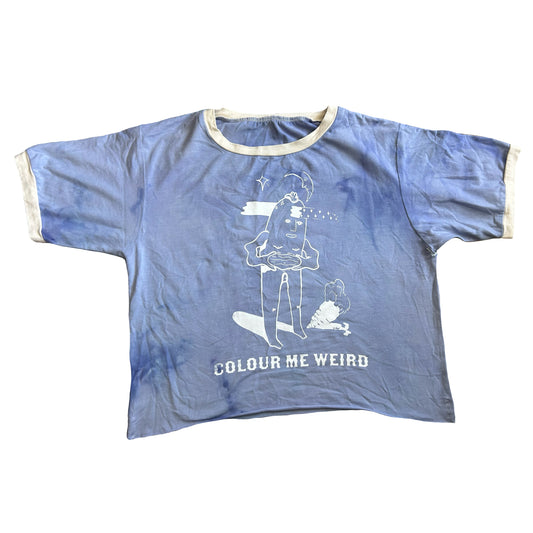 Bamboo Boxy Crop: Blue Roly Poly Cowboy